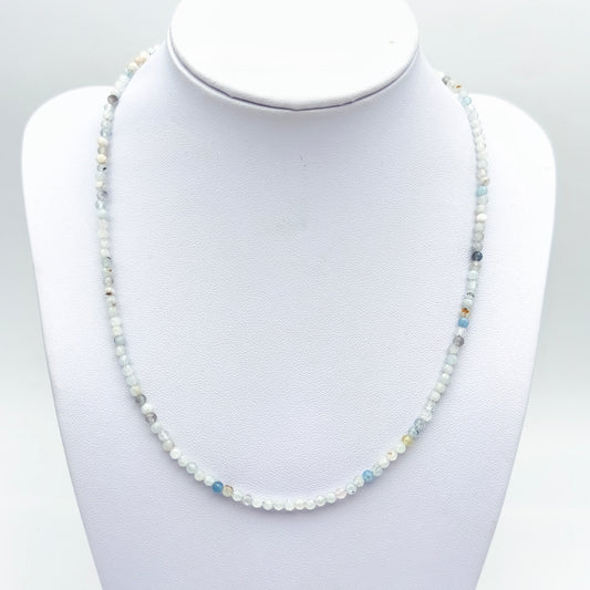 Collier perles facettées - Aigue Marine (3 mm)