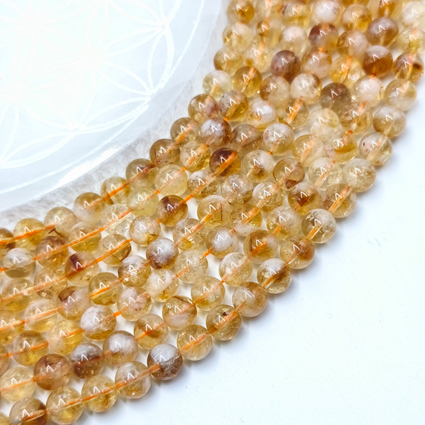 Collar de perlas - Citrino Calentado (8 mm)