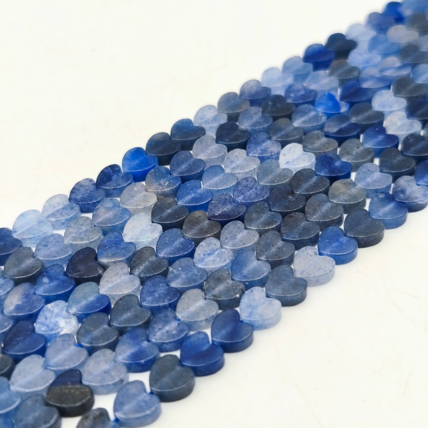 Rang de perles cœur - Aventurine bleue (6 mm)