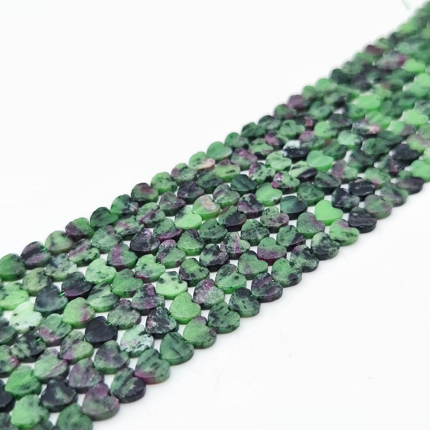 Rang de perles cœur - Rubis / Zoïsite (6 mm)