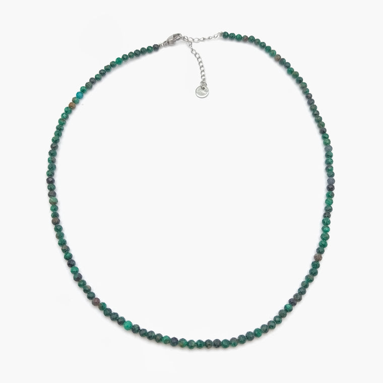 Collier perles facettées - Malachite (3 mm)
