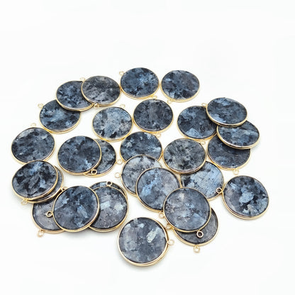 Pendentif rond serti Larvikite