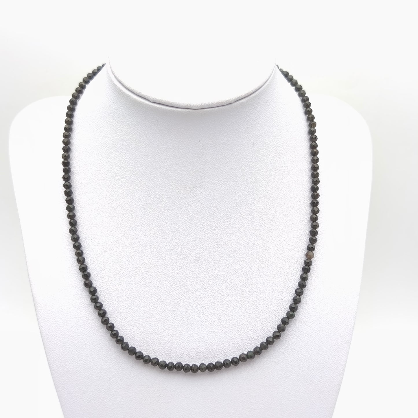 Collier perles facettées - Obsidienne noire (3 mm)