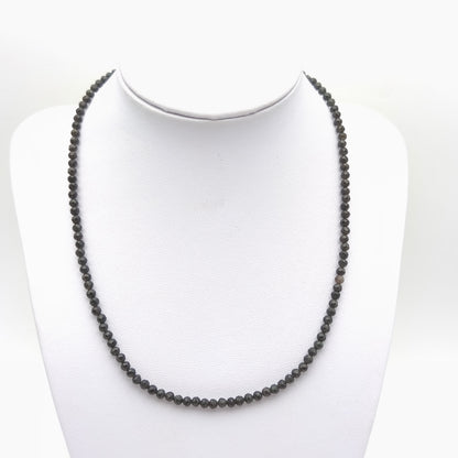 Collier perles facettées - Obsidienne noire (3 mm)