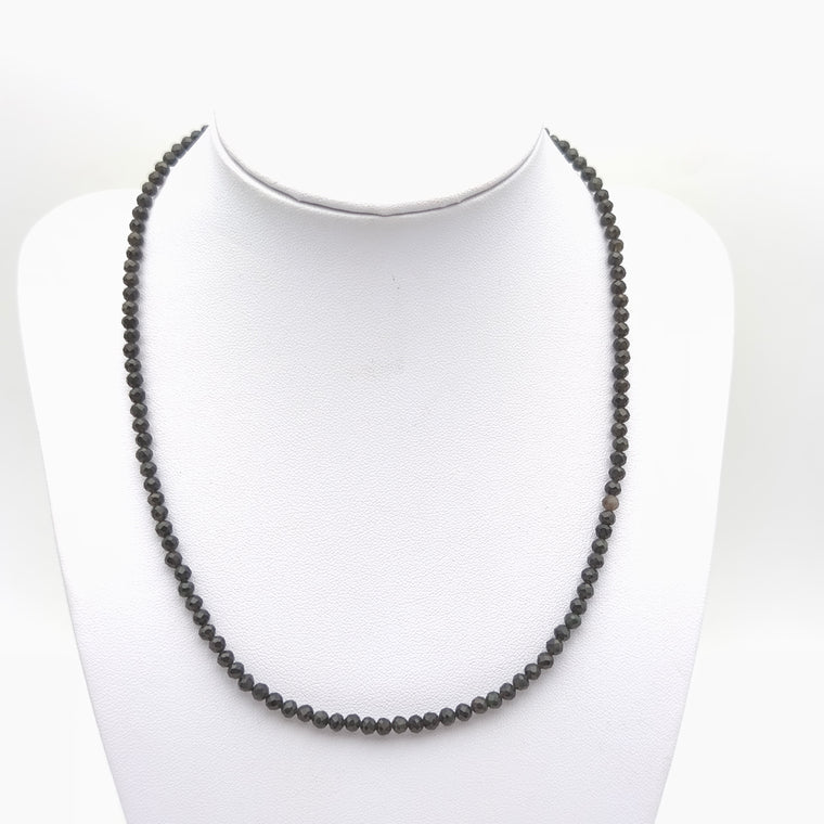 Collier perles facettées - Obsidienne noire (3 mm)