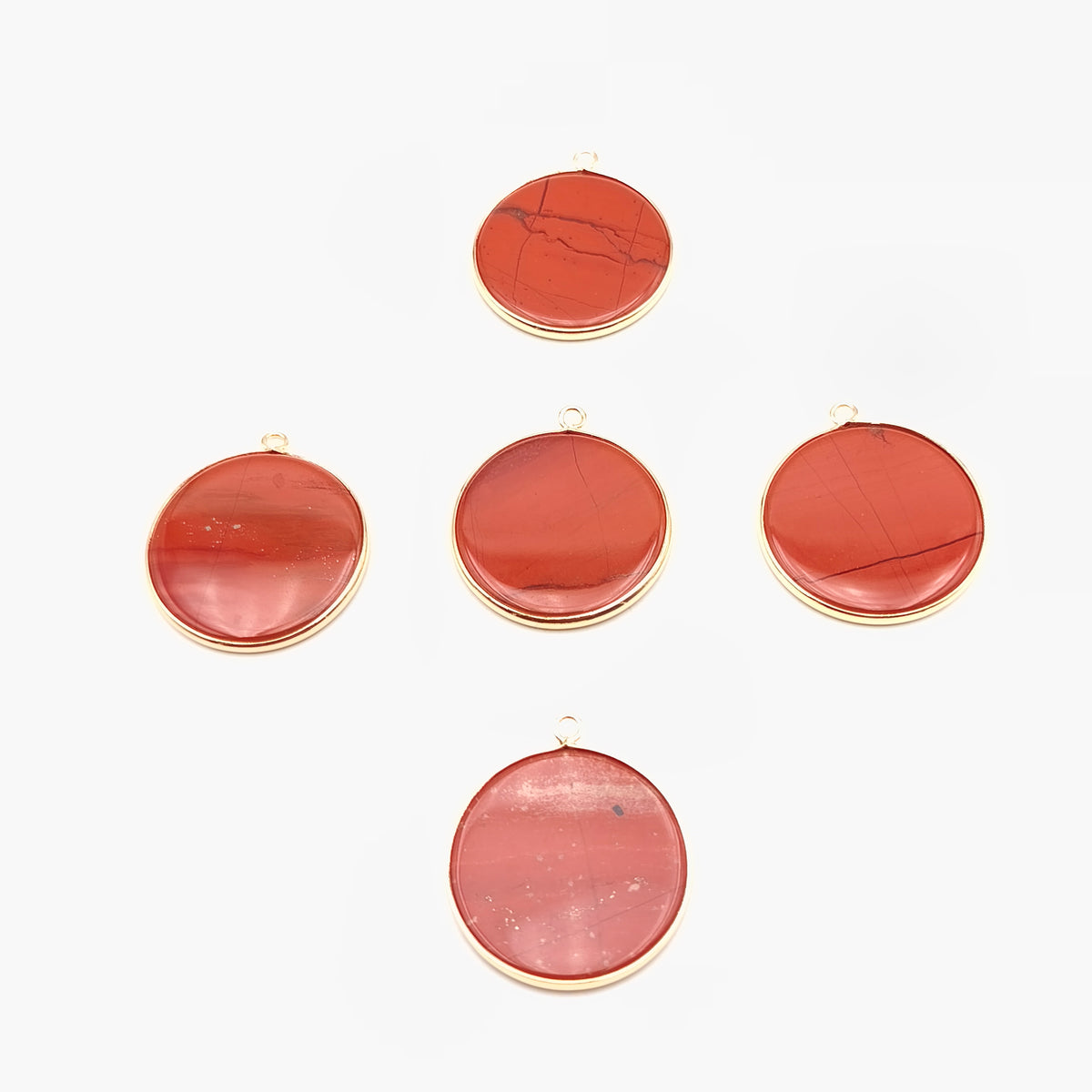 Pendentif rond serti Jaspe Rouge