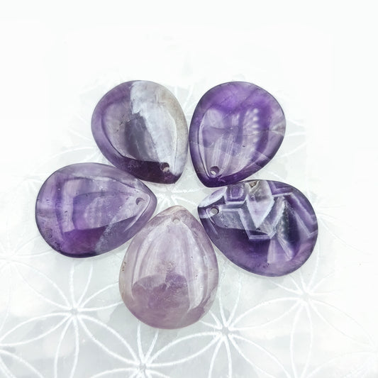Pendentif goutte perçé Taille M 30 x 25 mm. - Améthyste naturelle