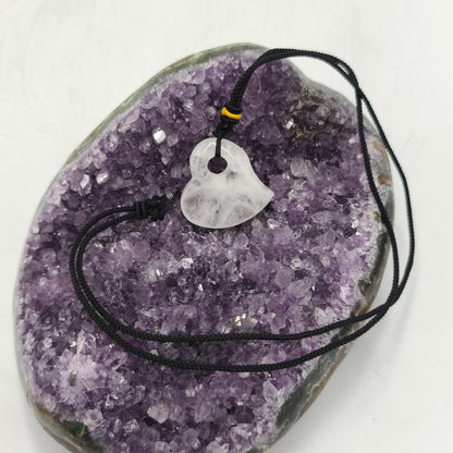 Pendentif Coeur Cristal de roche (avec son cordon)