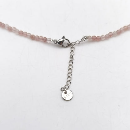 Collier perles facettées - Quartz "Morango" (3 mm)