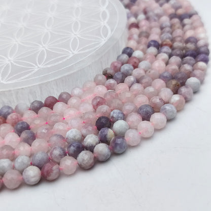 Rang de perles facettées - Tourmaline rose (8 mm)