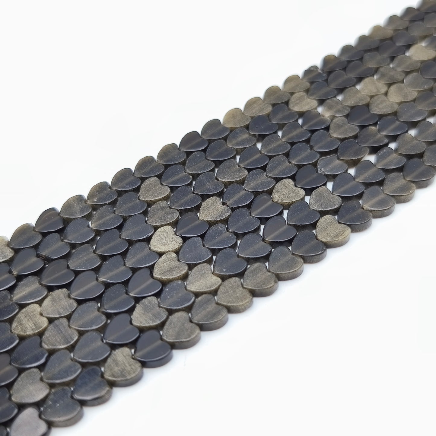 Rang de perles cœur - Obsidienne dorée (6 mm)