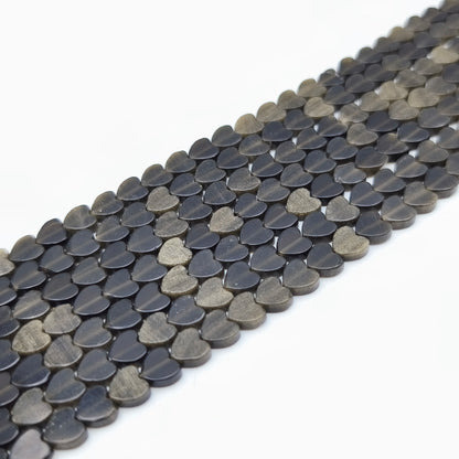 Rang de perles cœur - Obsidienne dorée (6 mm)