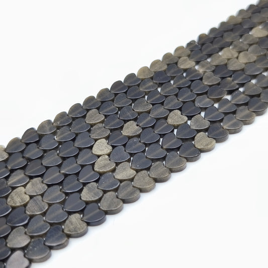 Rang de perles cœur - Obsidienne dorée (6 mm)