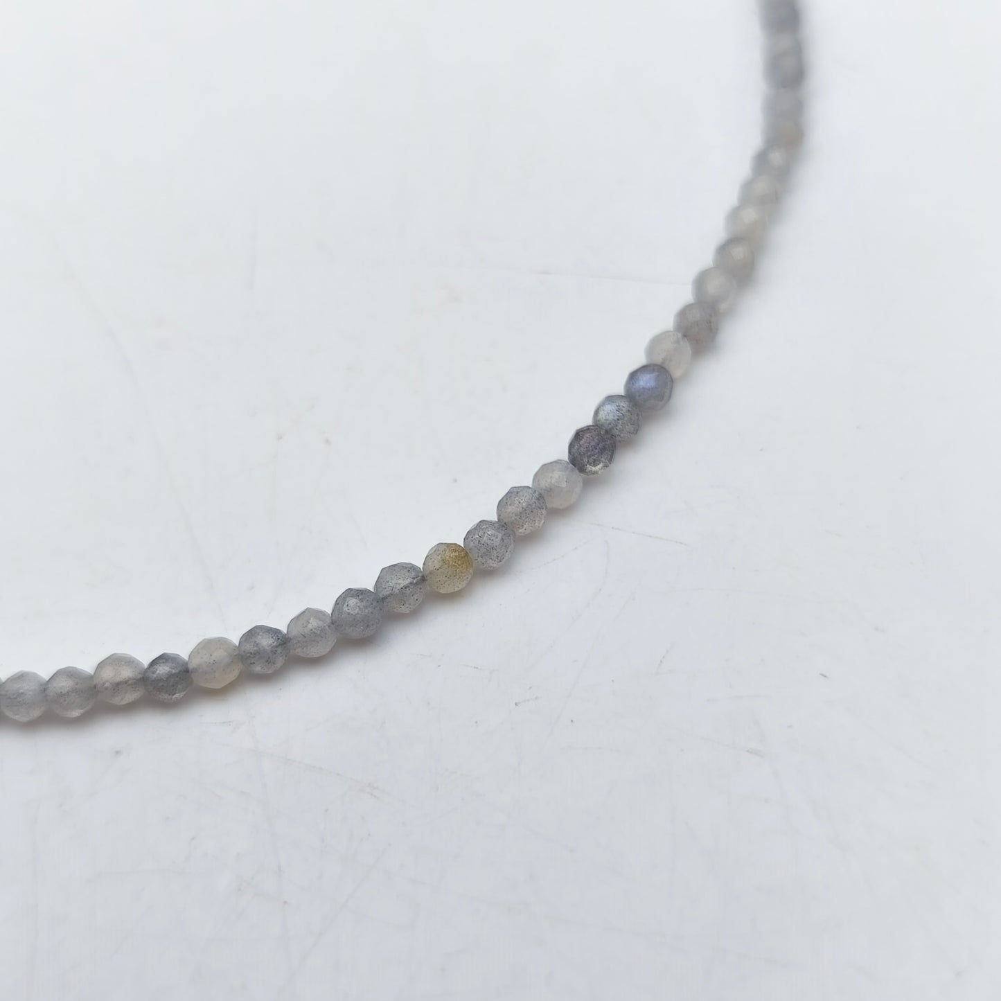 Halskette facettierte Perlen - Labradorit Natur (3 mm)