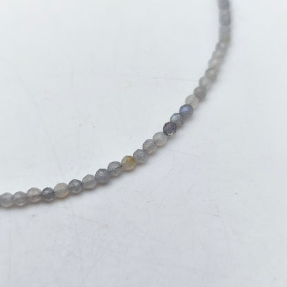Halskette facettierte Perlen - Labradorit Natur (3 mm)