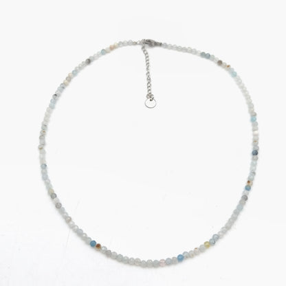 Collar de perlas facetadas - Aguamarina (3 mm)