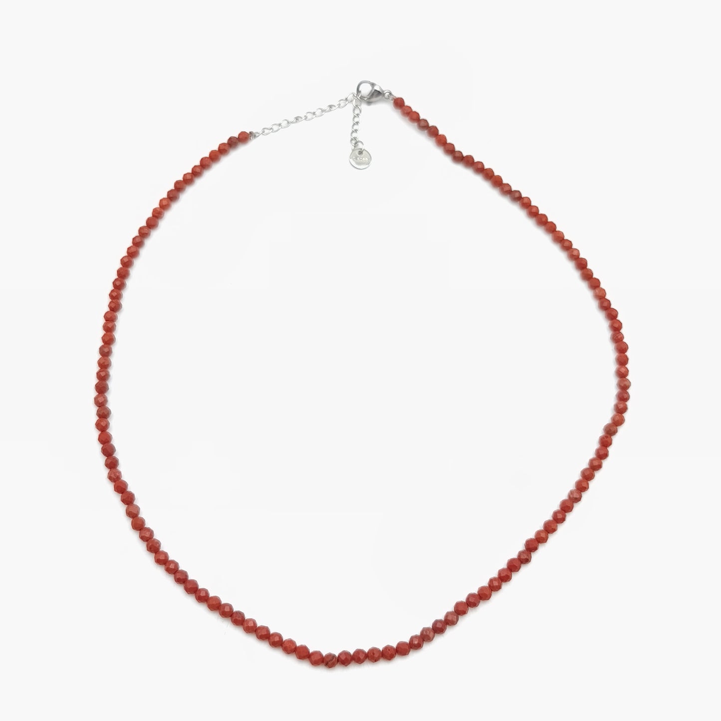 Collar de perlas facetadas - Jaspe rojo (3 mm)
