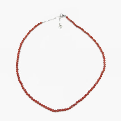 Collar de perlas facetadas - Jaspe rojo (3 mm)