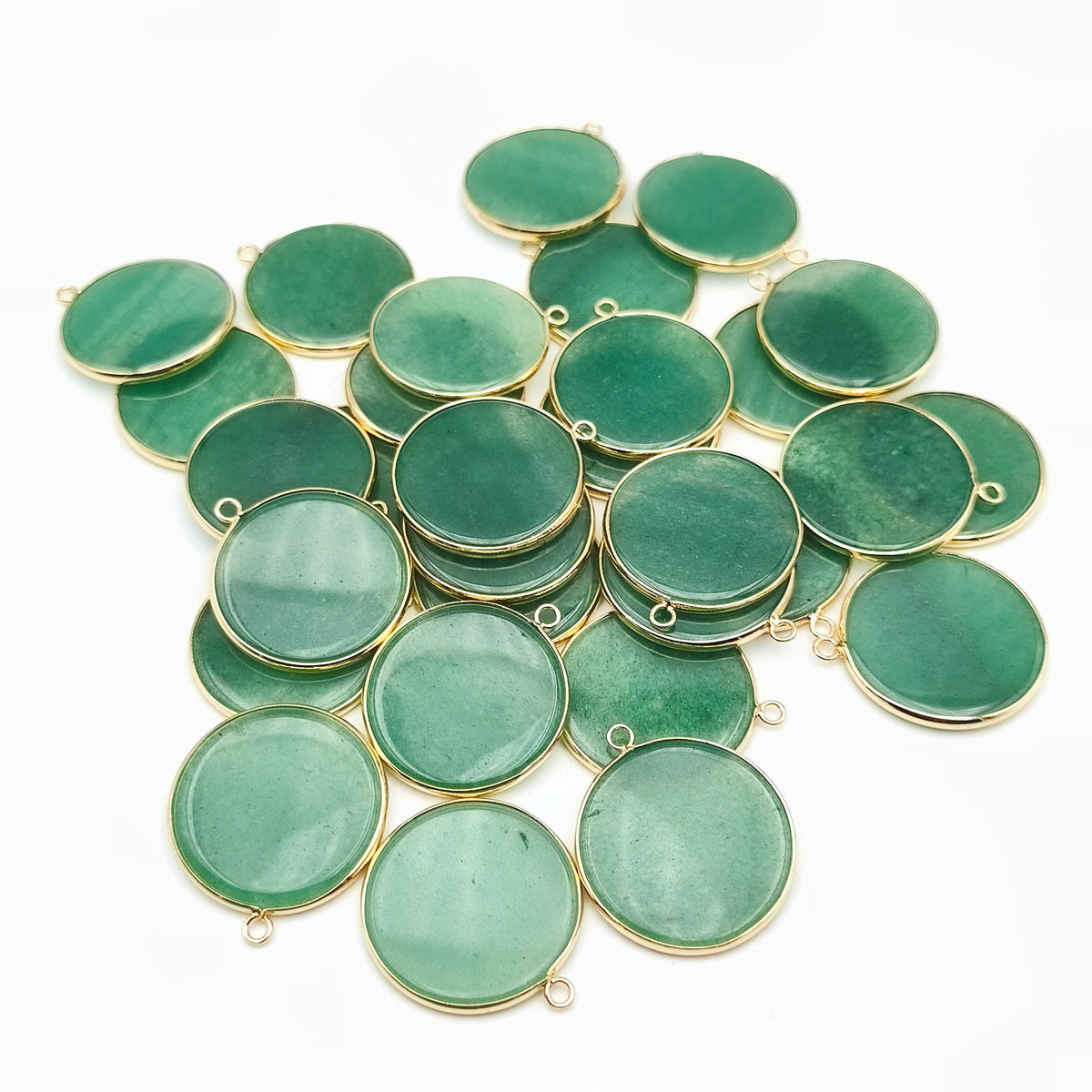 Pendentif rond serti Aventurine verte
