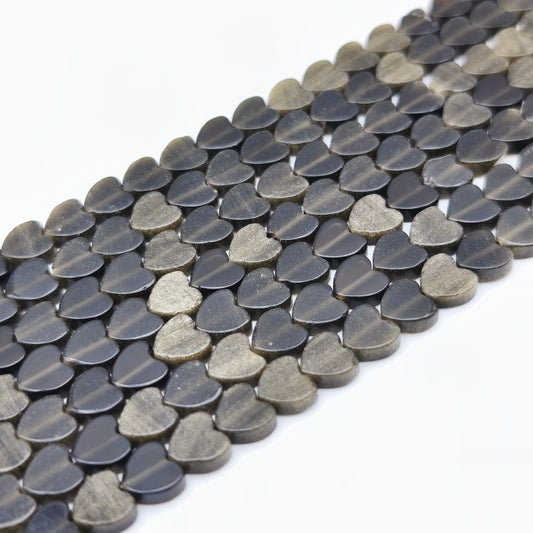 Rang de perles cœur - Obsidienne dorée (6 mm)