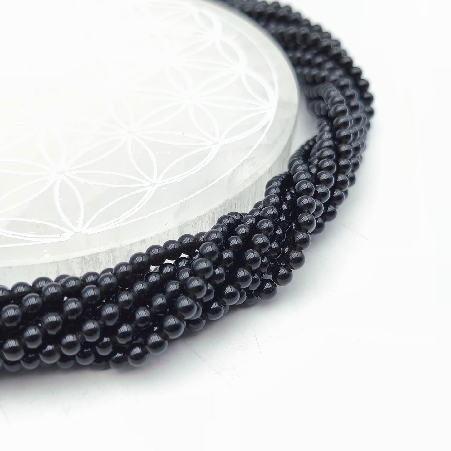 Rang de perles - Obsidienne noire (4 mm)