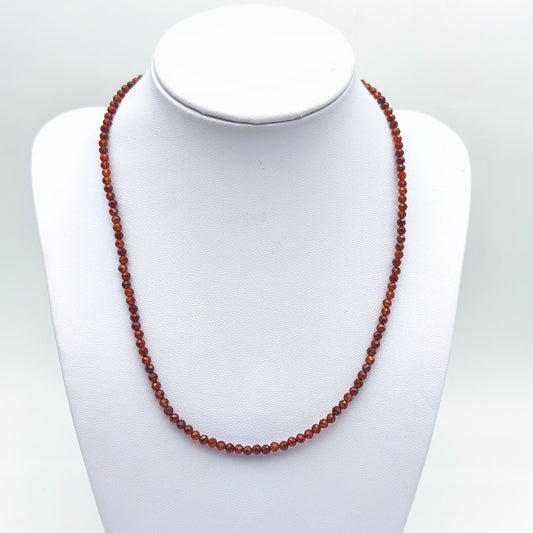 Collier perles facettées - Grenat (3 mm)