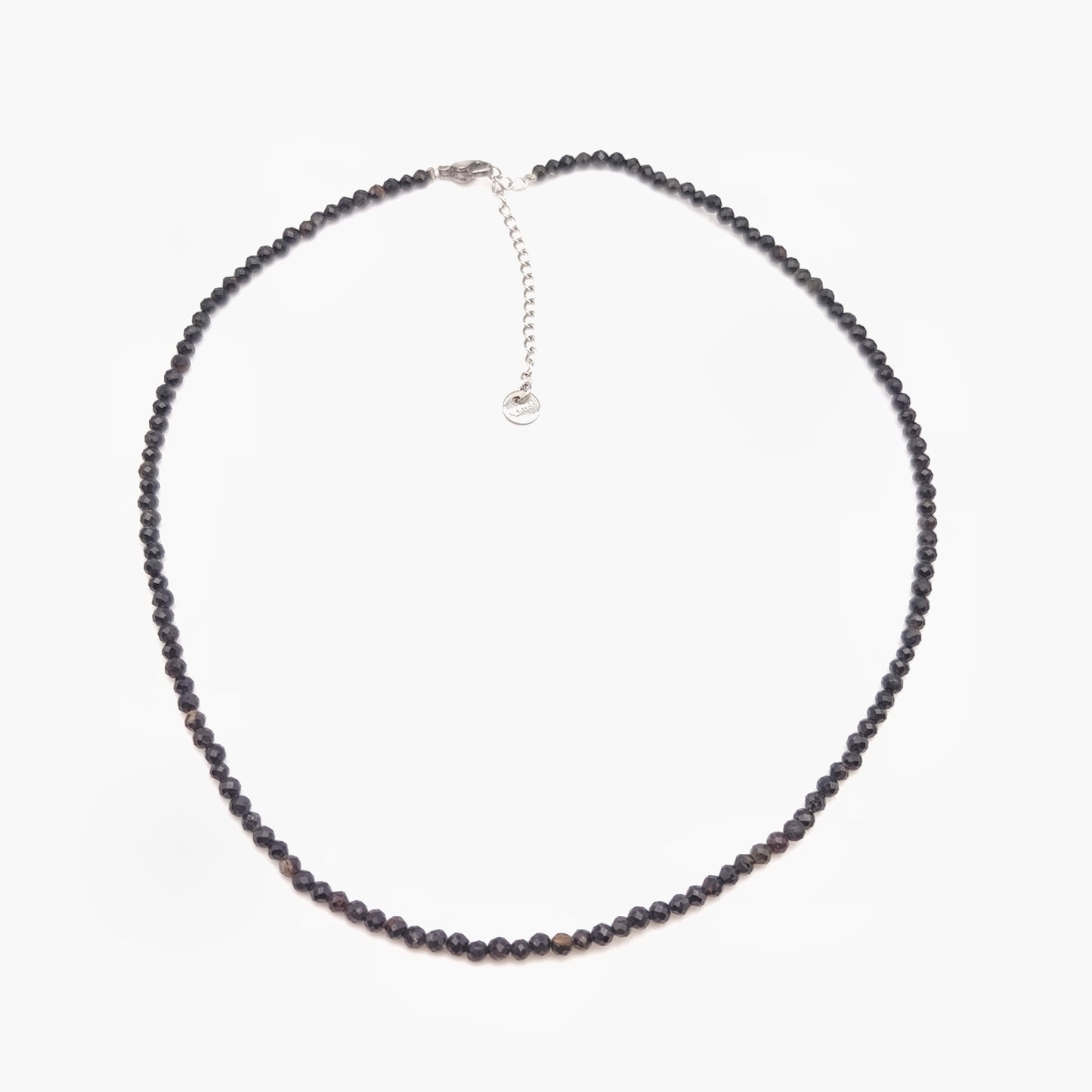 Collier perles facettées - Tourmaline noire (3 mm)