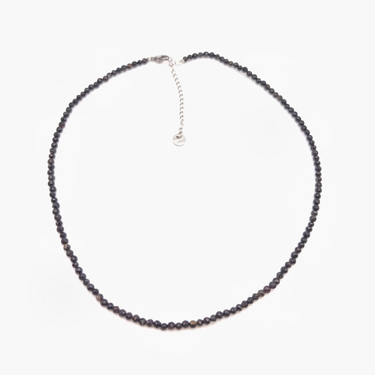 Collier perles facettées - Tourmaline noire (3 mm)