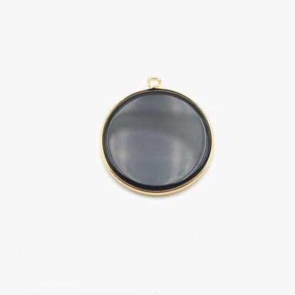 Pendentif rond serti Obsidienne noire