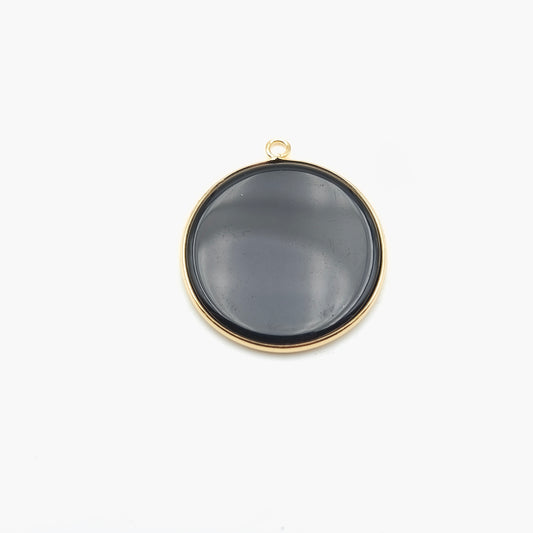 Pendentif rond serti Obsidienne noire