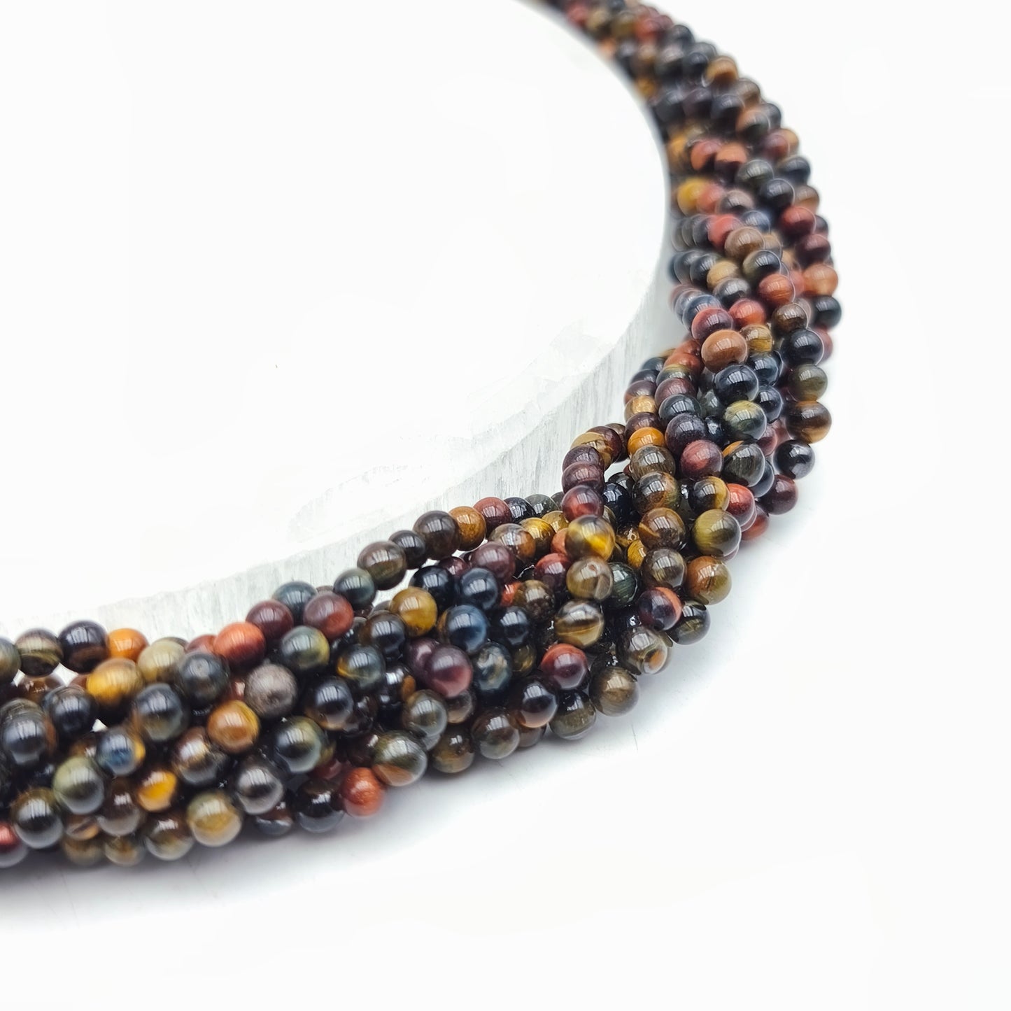 Rang de perles - Mix Oeil de tigre / taureau / faucon (4 mm)
