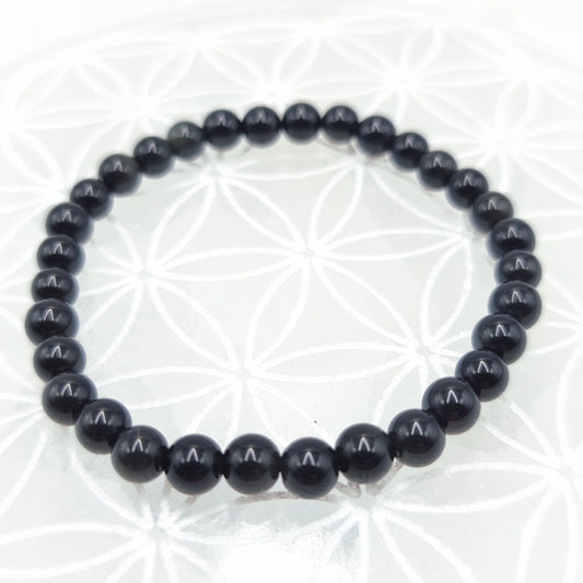 Bracelet en perles - Obsidienne argentée  (6 mm)