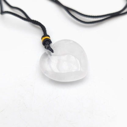 Pendentif cœur M avec son cordon - Cristal de roche