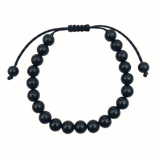 Bracelet en perles Réglable Coulissant - Onyx